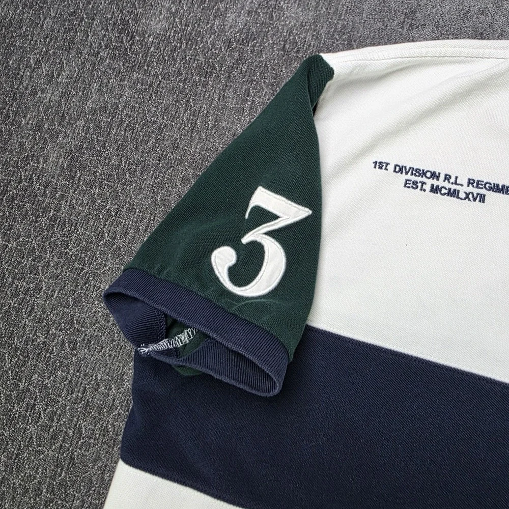 Vtg Polo Ralph Lauren Big Flesh Pony Rugby Polo Shirt Mens 2XL XXL Colorblock